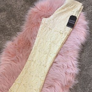 Flared out white stretchy pants